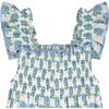 Leila Baby Romper Aqua Floral Block Print - Rompers - 2