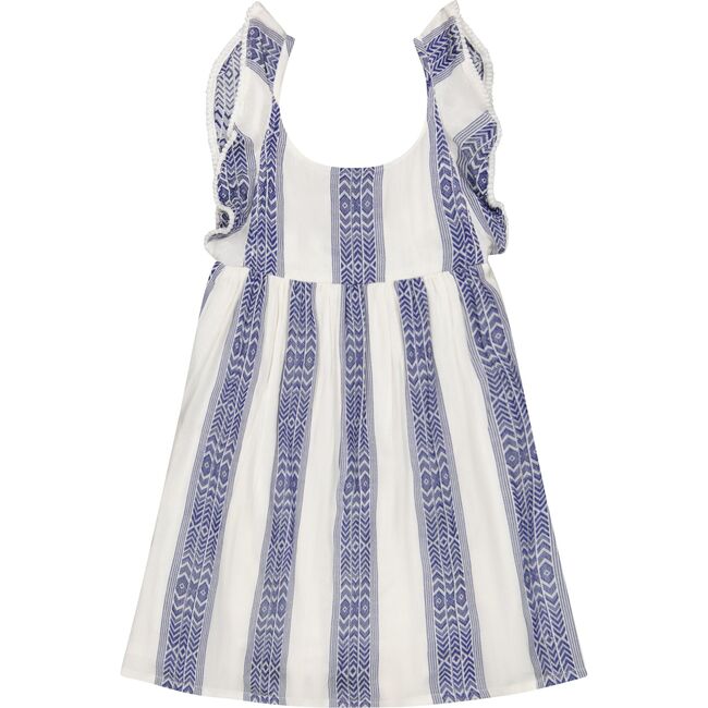 Daphne Girl's Flutter Sleeve Dress Navy Stripe