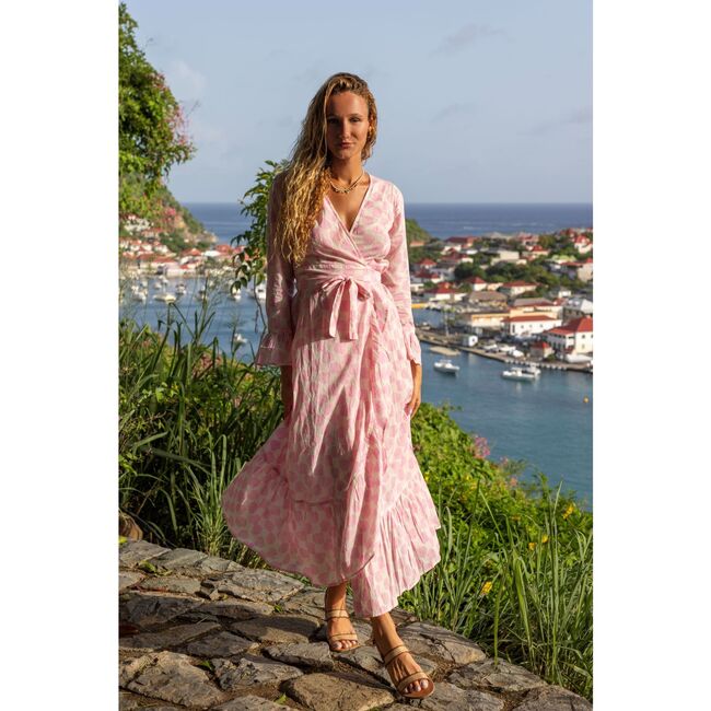 Genevieve Women's Ruffle Wrap Dress Shell Beach Pink - Dresses - 2