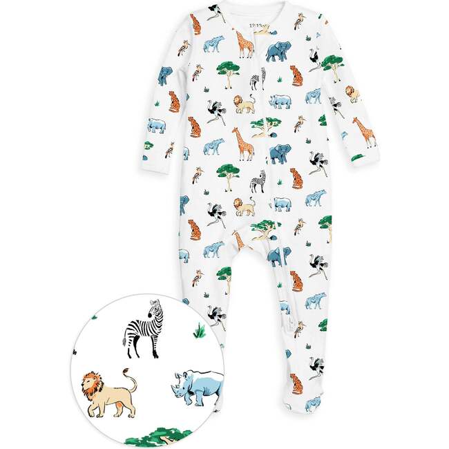 The Organic Zipper Footie, Wild Safari