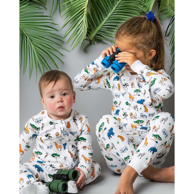 The Organic Zipper Footie, Wild Safari - Footie Pajamas - 2
