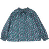 Tina Flower Blouse, Green - Blouses - 1 - thumbnail