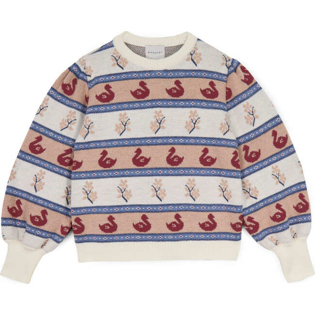 Swan Sweater, Ecru/Nude Pink - Sweaters - 1