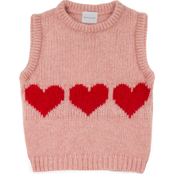 Petra Heart Waistcoat, Pink/Red - Mipounet Outerwear | Maisonette