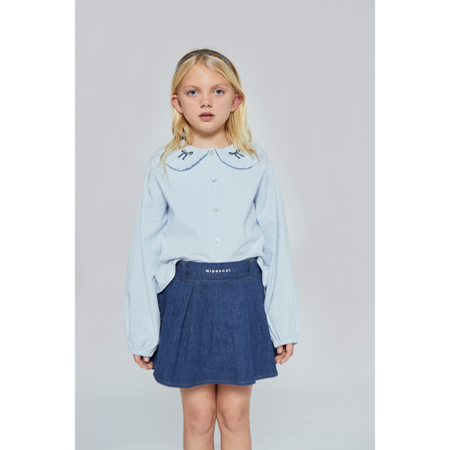 Felicia knot Blouse, Light Blue - Blouses - 2
