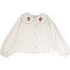 Felicia Flower Blouse, Ecru - Blouses - 1 - thumbnail