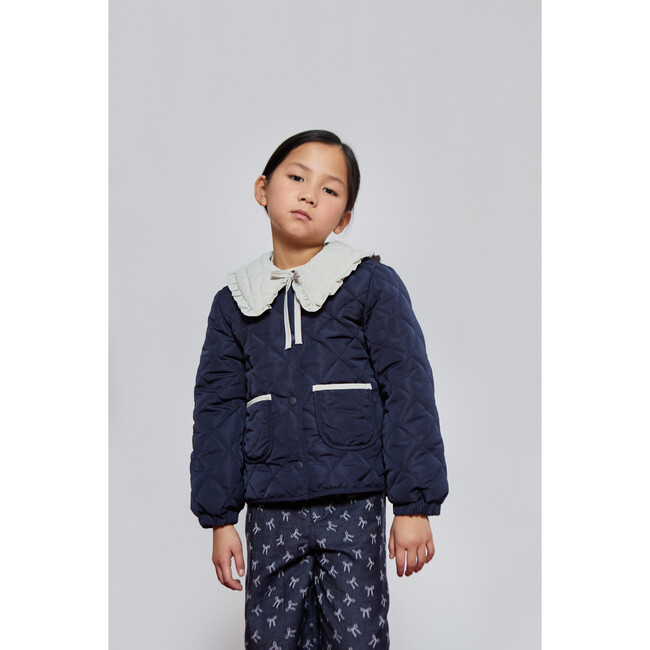 Giulia Collared Jacket, Blue/Ecru - Jackets - 3