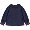 Cecilia Denim Blouse, Blue - Blouses - 1 - thumbnail