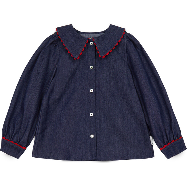 Cecilia Denim Blouse, Blue - Blouses - 2