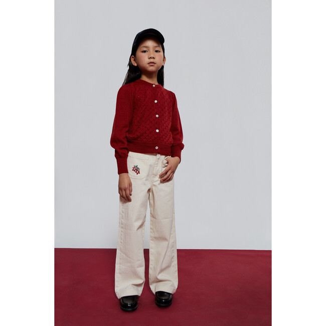 Felicia Flower Pant, Ecru - Pants - 3