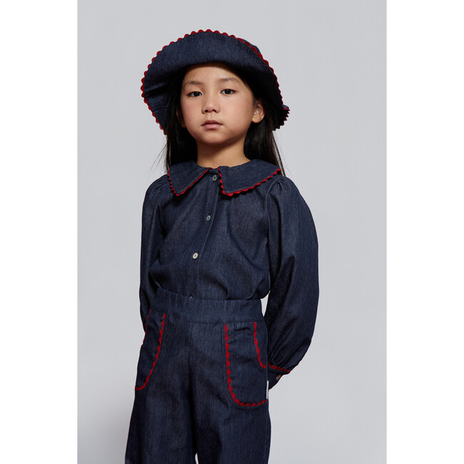 Cecilia Denim Blouse, Blue - Blouses - 4