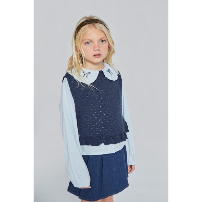 Maca Openwork Waistcoat, Dark Blue - Vests - 2