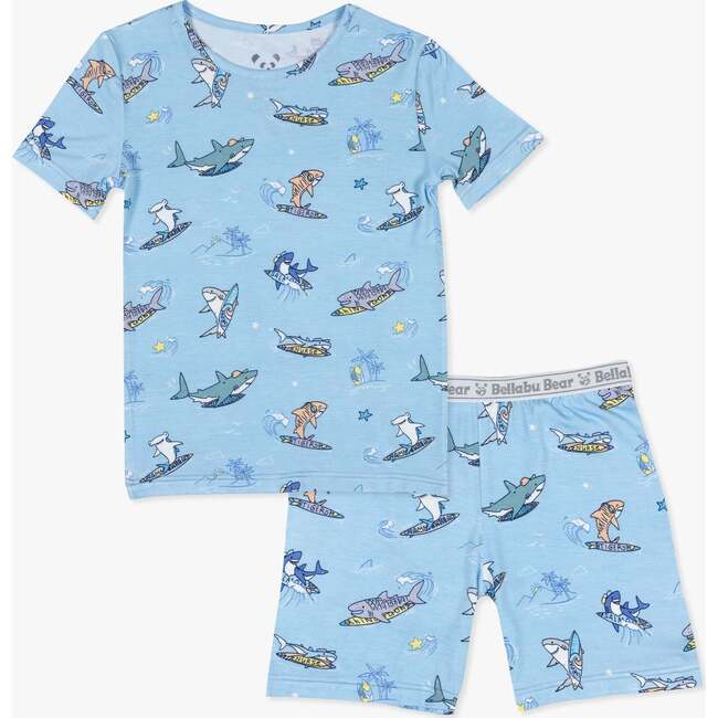 Shark School Kids Pajama Short Set, Blue
