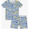 Pirate Cove Kids Pajama Short Set, Blue - Pajamas - 1 - thumbnail
