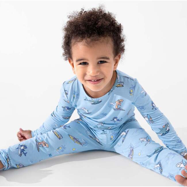 Shark School Kids Pajamas, Blue - Pajamas - 2