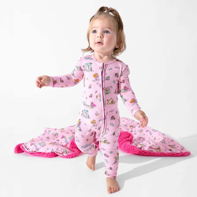 Mermaid Lagoon Bamboo Convertible Footie, Blue - Footie Pajamas - 3