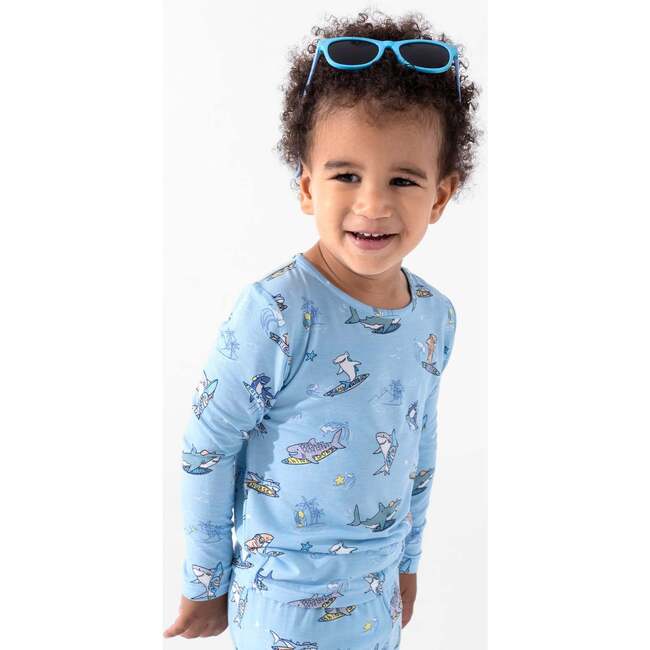 Shark School Kids Pajamas, Blue - Pajamas - 4