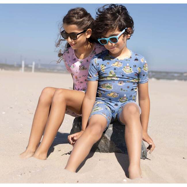 Mermaid Lagoon Kids Pajama Short Set, Blue - Pajamas - 4