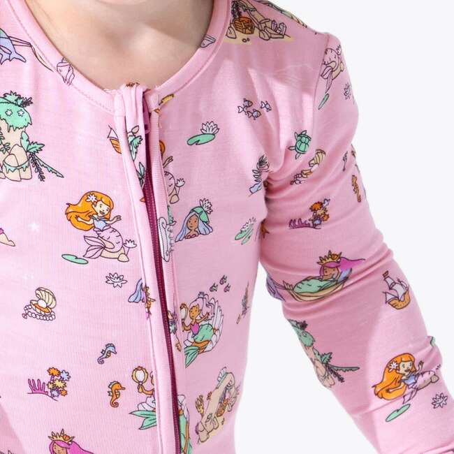 Mermaid Lagoon Bamboo Convertible Footie, Blue - Footie Pajamas - 6