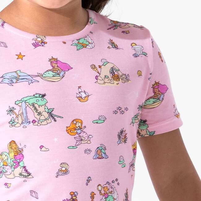 Mermaid Lagoon Kids Pajama Short Set, Blue - Pajamas - 6