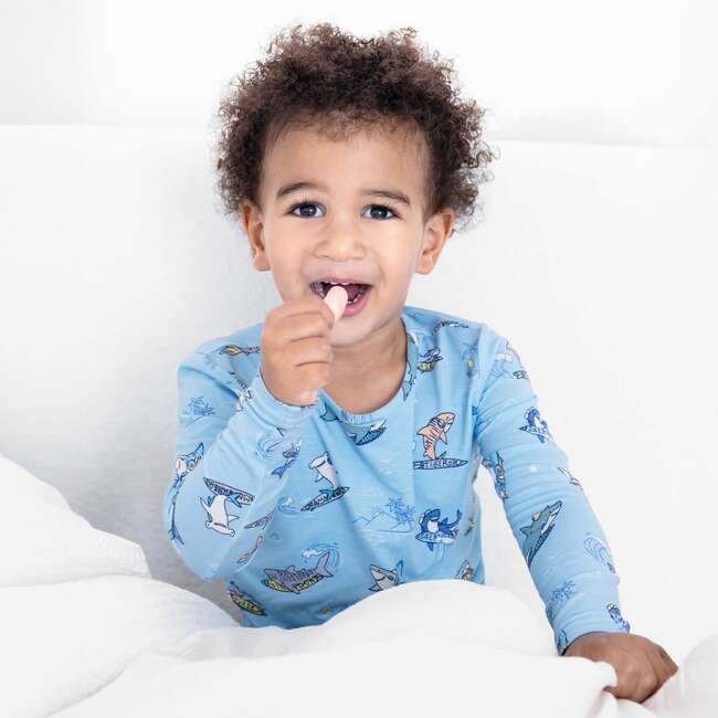 Shark School Kids Pajamas, Blue - Pajamas - 7