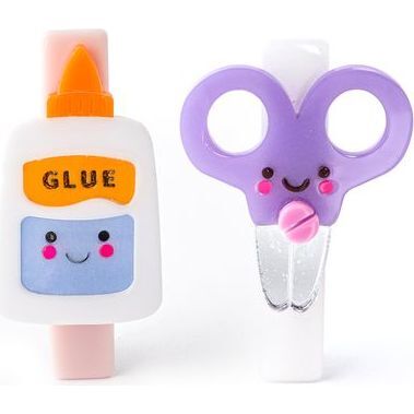 Scissors Glue Purple Glitter Hair Clips