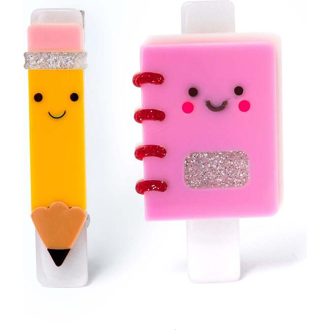 Notebook Pink Pencil Hair Clips