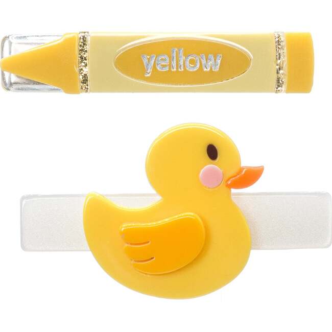 Duck Crayon Yellow Hair Clips