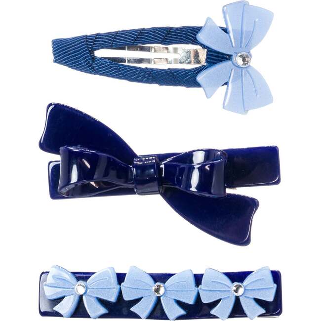 Bows Mini Navy Blue Set Hair Clips