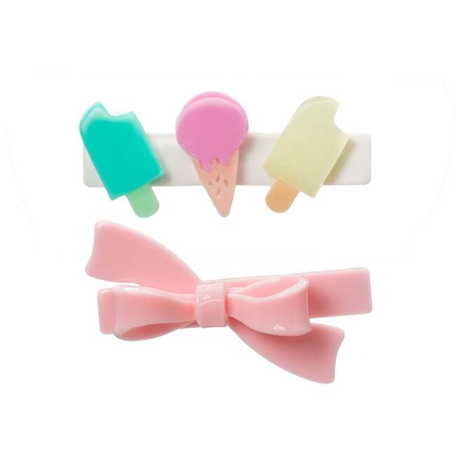 Ice Cream Popsicle Pastel Pink Bow Hair Clips