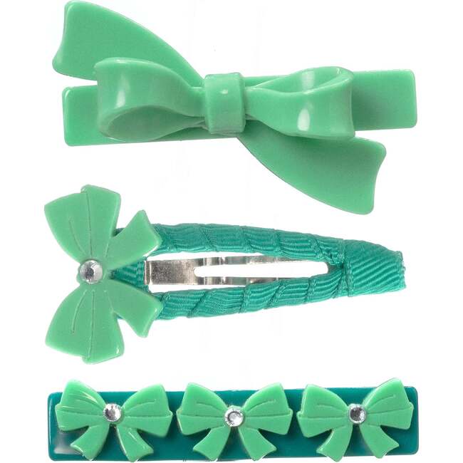 Bows Mini Green Set Hair Clips