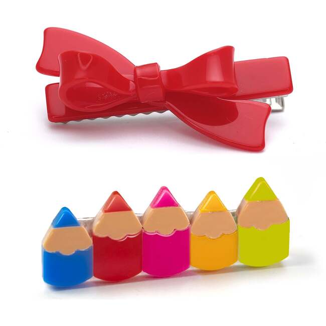 Pencils Parade Vibrant Navy Bow Hair Clips - Hair Accessories - 1