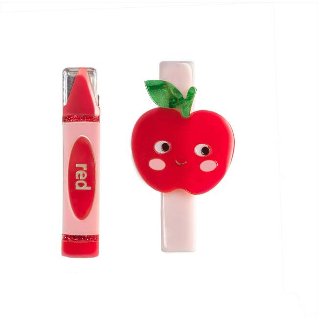 Apple Crayon Red Hair Clips