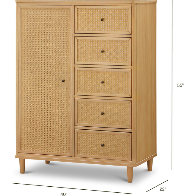 Marin with Cane Assembled Chifforobe in Honey/Honey Cane - Storage - 4