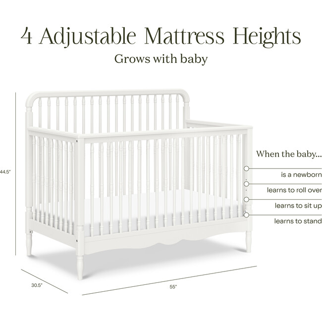 Liberty 4-in-1 Convertible Spindle Crib in Warm White - Cribs - 7