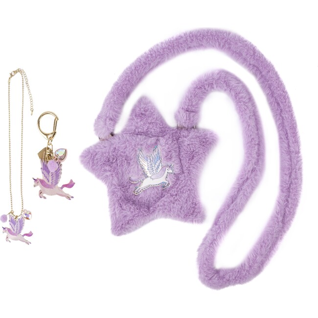 Amazing Alicorn Purse, Bag Charm, and Necklace, 3pc Bundle