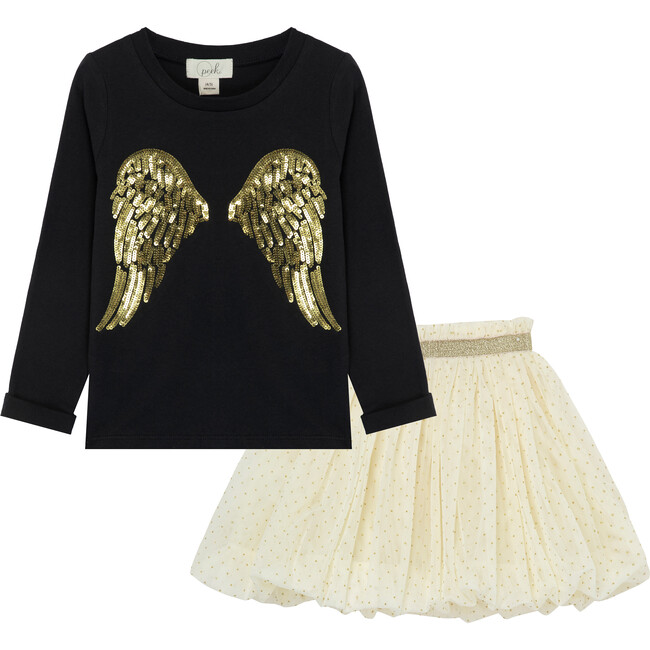 Angel Skirt Set, Black