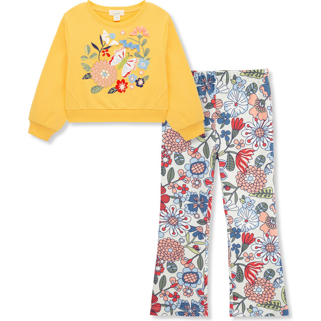Butterfly Garden Pant Set, Yellow