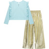 Metallic Pant Set, Gold - Mixed Apparel Set - 2