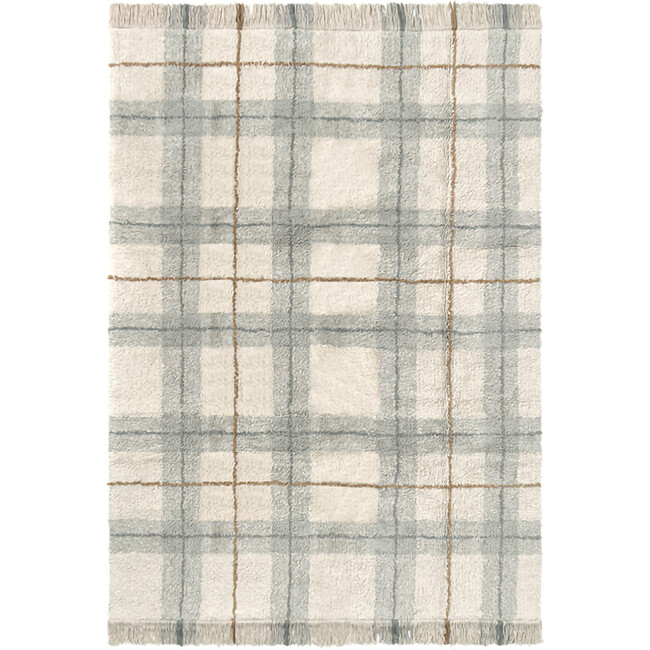 Washable Rug Tartan Blue Sage