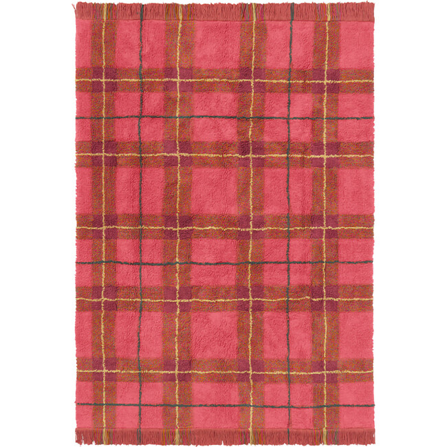 Washable Rug Tartan Vintage Red
