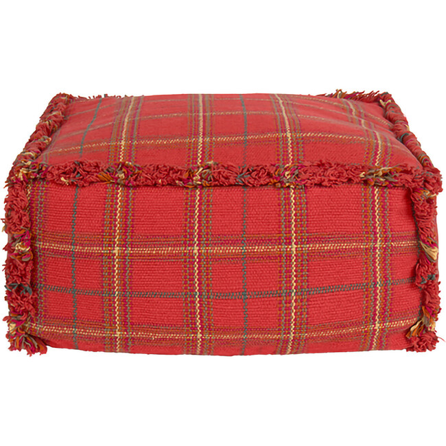 Handloom Pouf Mapple Red
