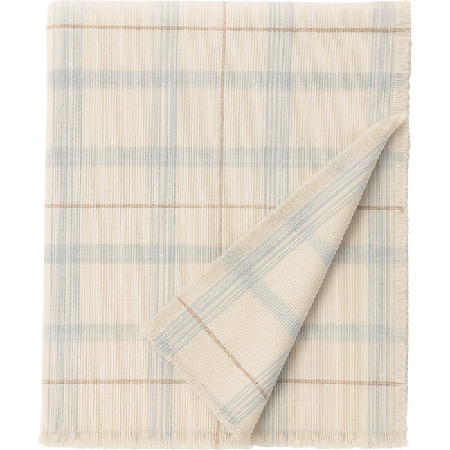 Handloom Kid Bed Thrwo Tartan Blue Sage