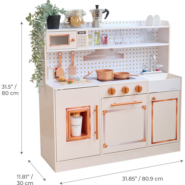 Teamson Kids Little Chef St. Louis Wooden Play Kitchen with 15 Accessories, Black - Play Kitchens - 4