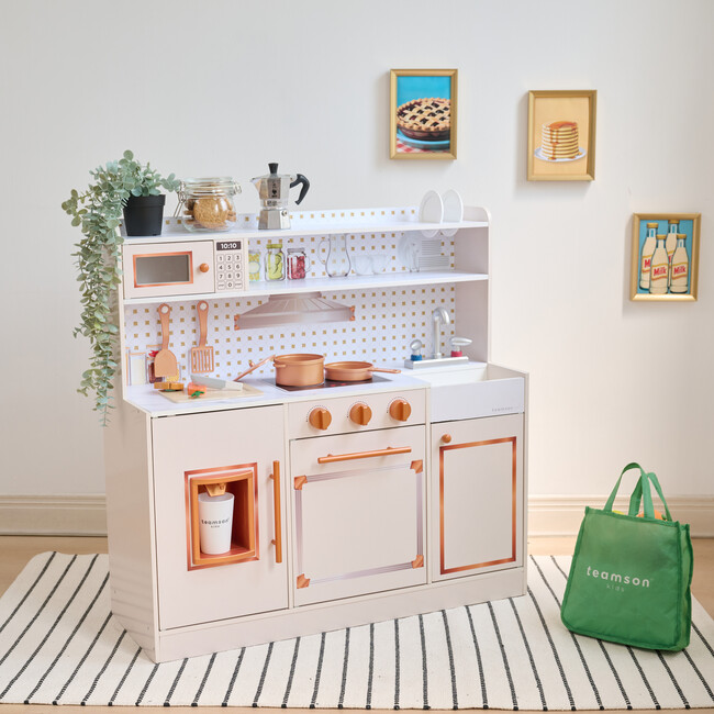 Teamson Kids Little Chef St. Louis Wooden Play Kitchen with 15 Accessories, Black - Play Kitchens - 7
