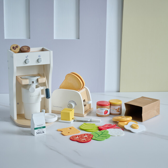 Teamson Kids Little Chef Santa Barbara Wooden Healthy Breakfast to Go with 27 Accessories - Play Food - 2