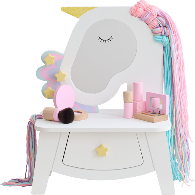 Teamson Kids Dreamy Unicorn Makeup Vanity Set Mirror & Drawer
