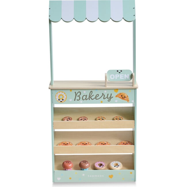 Teamson Kids Jolly Pals Wooden Bakery Stand with 12 Pastry Pieces