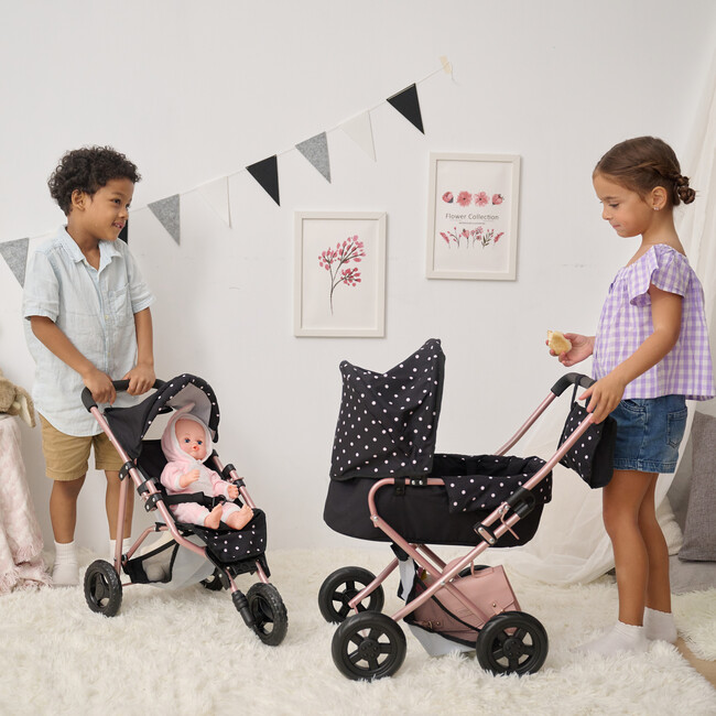 Olivia's Little World Pin Up Doll Jogging Stroller & Retractable Canopy, Black - Doll Accessories - 2