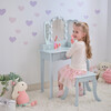Teamson Kids Heart Glow Wooden Vanity Set with LED Lights Mirror & Stool - Play Vanities - 2